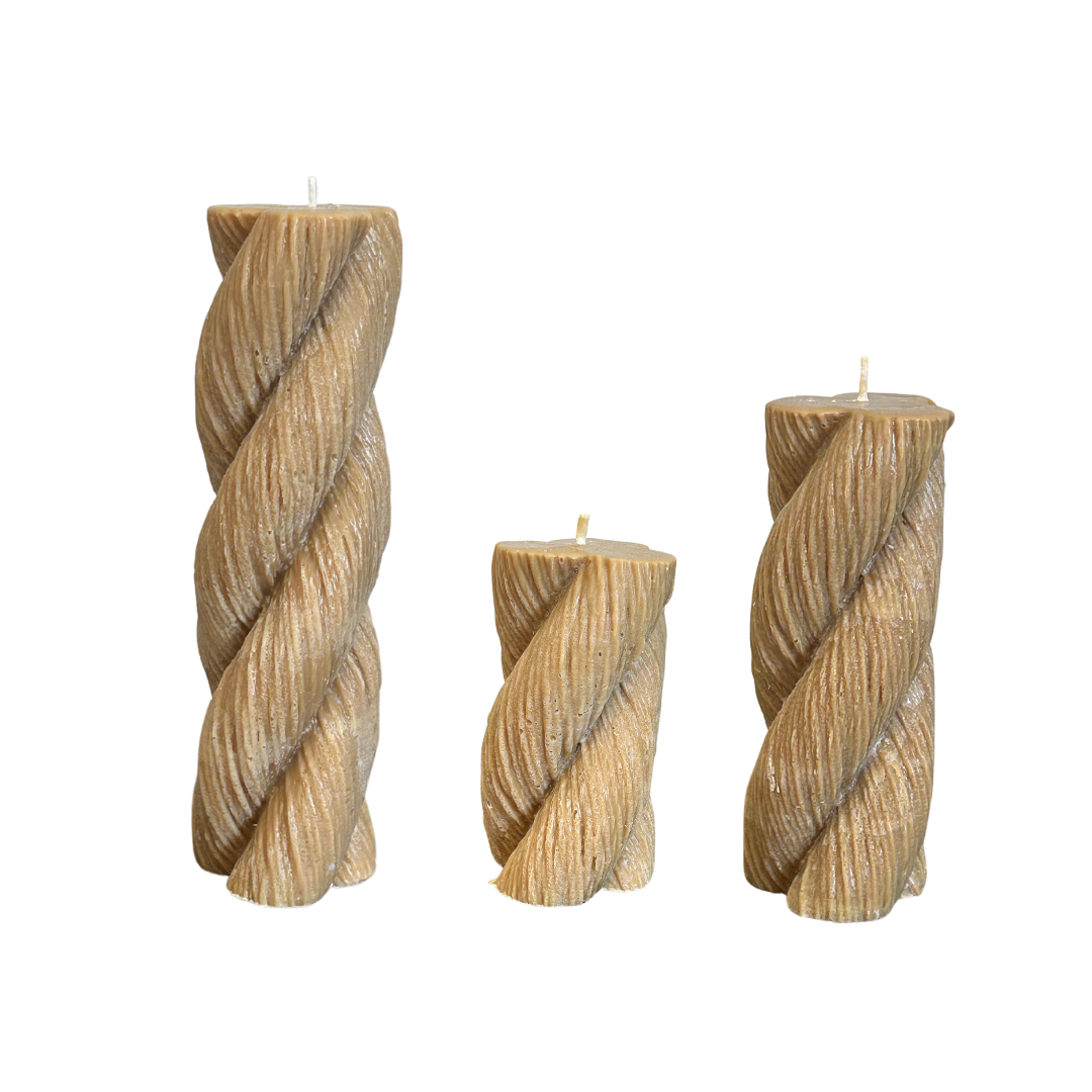 Set of Three Sisal Rope Candles