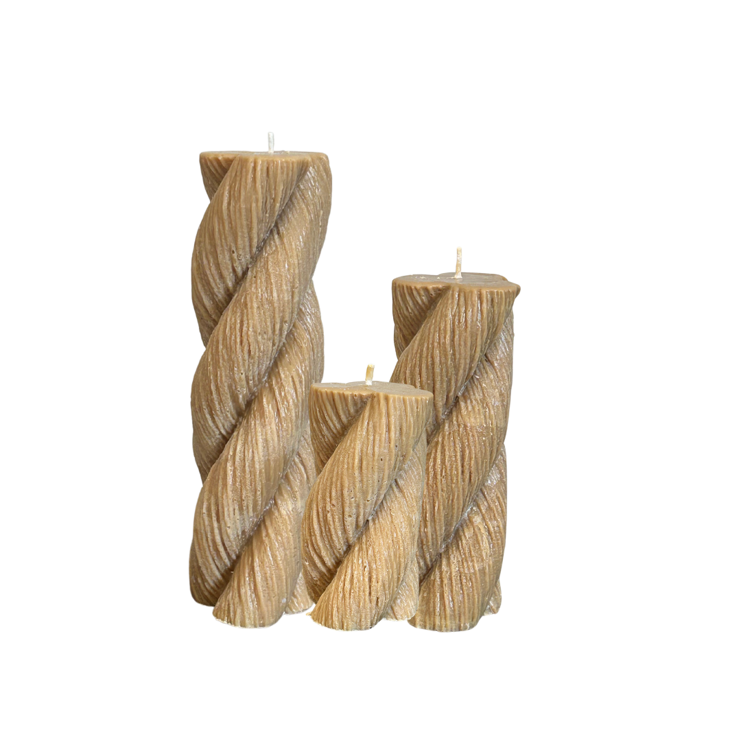 Set of Three Sisal Rope Candles