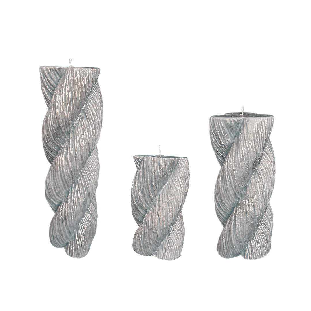 Set of Three Steel Rope Candles