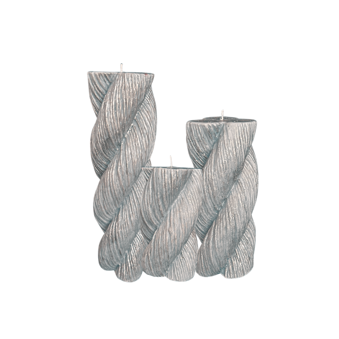 Set of Three Steel Rope Candles